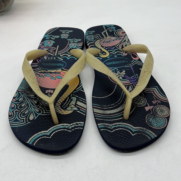 Havaianas Navy Gold Flip Flop Sandals Sz 39-40. FFT2847E - Picture 2 of 7